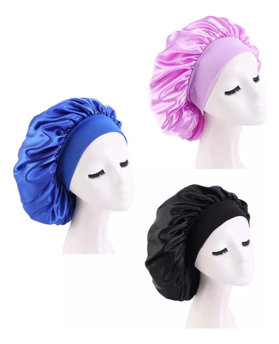 3par Gorro Satin Para Cabello Liso Y Rizado Evita Enredos