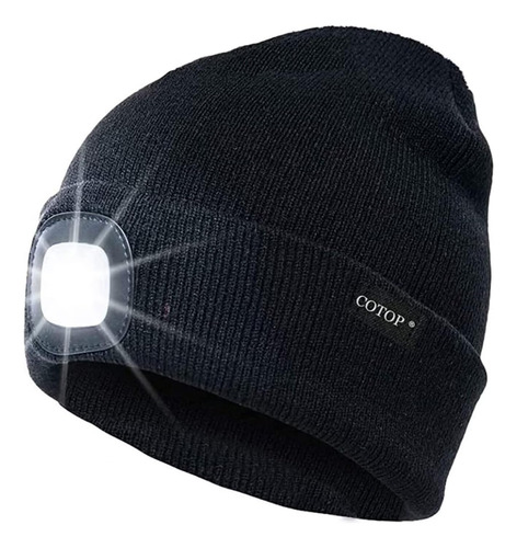 Cotop Gorro De Punto Con 4 Luces Led, Gorro Recargable Por U