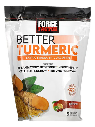 Force Factor Better Turmeric Extra Fuerte 60 Gomitas Sabor Fruit Splash