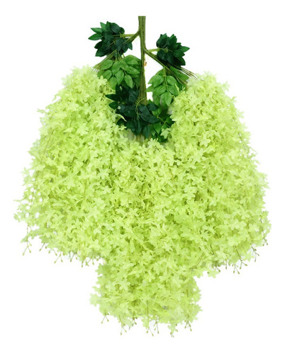 24pzs Flores Artificial Wisteria Decoración Fiesta Boda 1.1m Verde Claro