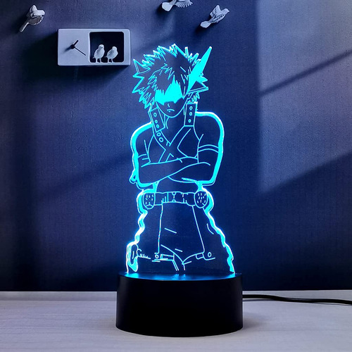 Mha Katsuki Bakugo Led Luz 3d Ilusion Anime Lampara 16 Color