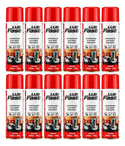 Kit 12 Spray Desengripante Lubfast 300ml Lubrificante Multiuso