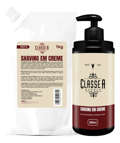 Shaving Cream Refil 1kg + Shavim Creme Barbear Classe A + Fr