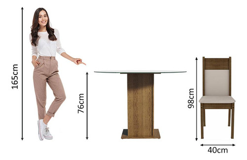Juego De Comedor Con Mesa Redonda Y 4 Sillas Madesa Ana