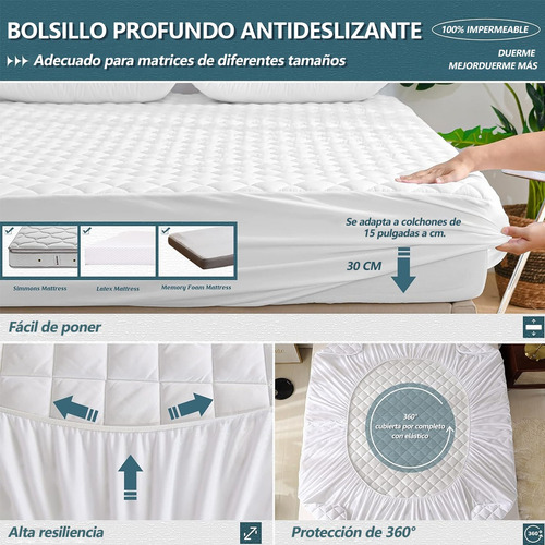 Funda De Colchón Impermeable Protector De Colchón Individual