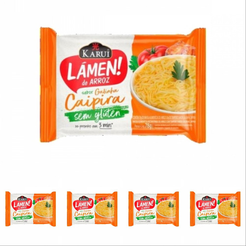 5 Lámen De Arroz Sem Glúten Karui Miojo Galinha Caipira 78g