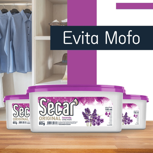 4 Unid. Anti Mofo Secar 80g Lavanda Desumidificador Gavetas