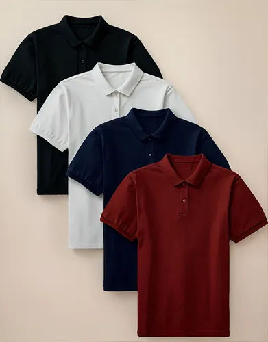 Kit Camisa Polo Masculina Camiseta Slim Lisa