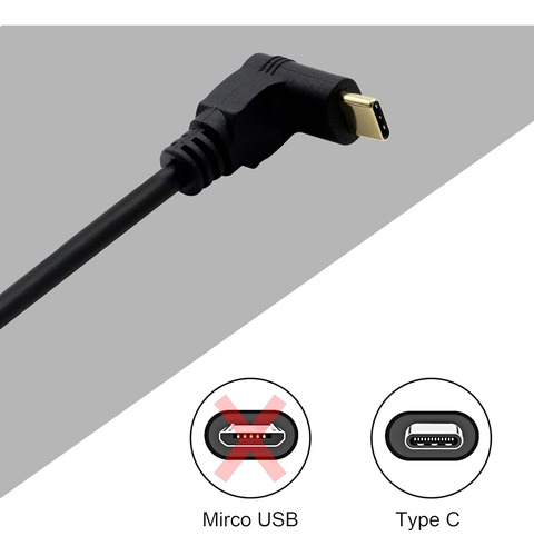 Cable Tipo C Macho A Tipo C Macho, 90 Grados/3 Pies/negro