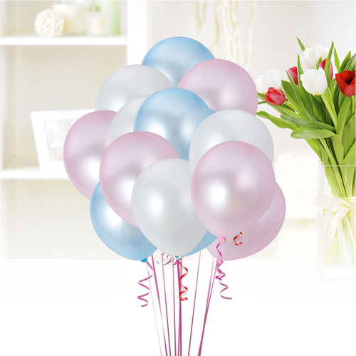 Paquete De 100 Globos De Látex De Color Azul Claro, Rosa Y B