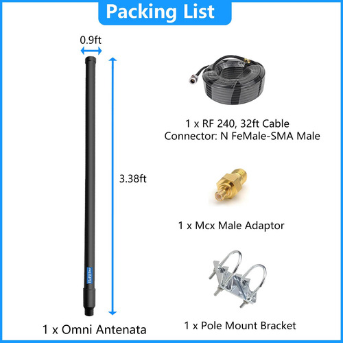 Antena Ads-b Doble Banda 13dbi Fibra Vidrio N A Sma 32 Pies