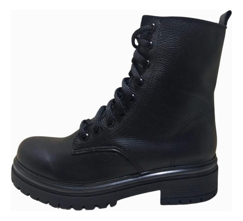 Bota Borcego Cuero Vacuno Mujer Clasico Cordones Bajo 037