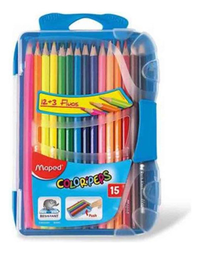 Set Lápices Colores Color Peps En Estuche X12 +3 Fluos Maped