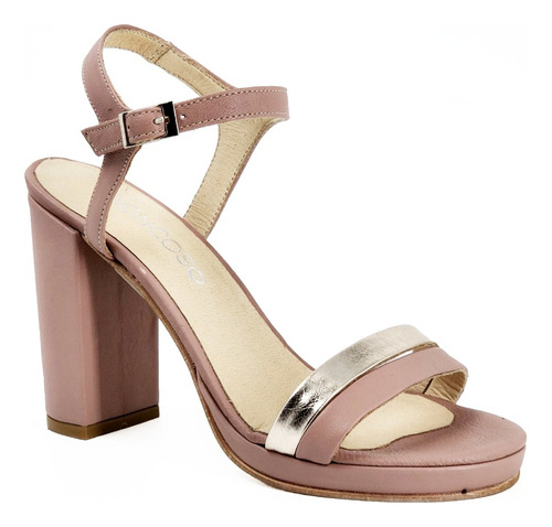 Sandalias Premium De Mujer Troncoso 816 Cuero Nude Platino