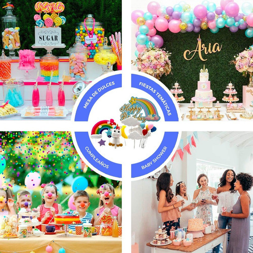 Deco Art/cake Topper Happy Birthday Unicornio/1 Set De 12 Pz