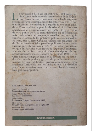 Partidos Y Poder En La Argentina Moderna (1930-1946) Ciria (Usado)