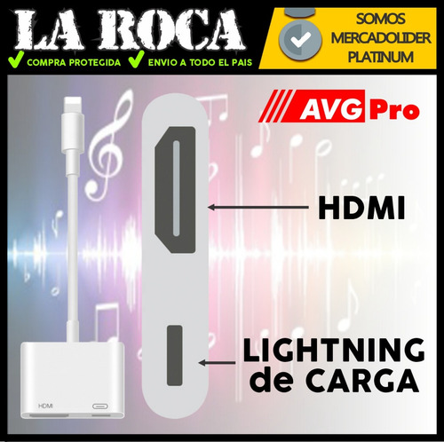Imagen 6 de 10 de Adaptador Lightning A Hdmi Av Video Compatible iPhone Apple
