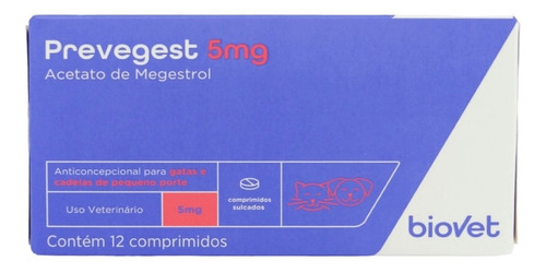 Anticoncepcional Preve-gest Biovet 5mg C/ 12 Comprimidos