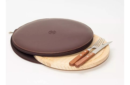 Set Asado Con Estuche Kit Tabla + Cubiertos Pampero Terrano 