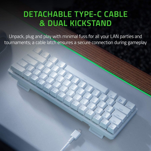 Teclado gamer inalámbrico Razer Huntsman Mini QWERTY Razer Purple inglés US color negro con luz RGB