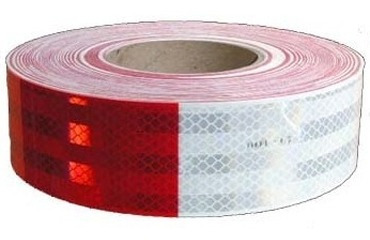 Cinta Reflectiva 5 Cm Cebra Recta Roja / Blanca Rollo 45.7 M