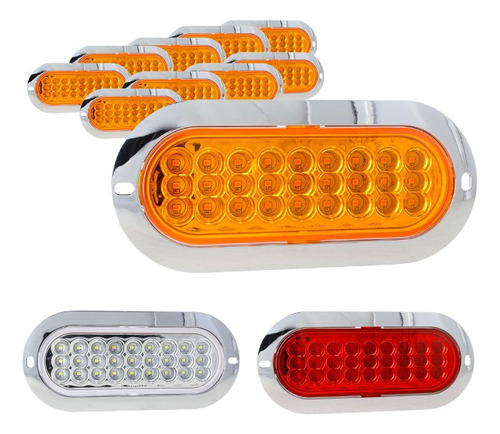 10 Plafon 27 Led Ovalado Tipo Original Con Arnes Bisel Cromo