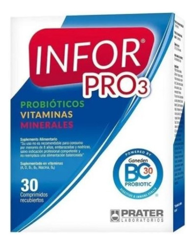 Infor Pro 3 Probióticos Vitaminas Minerales 30 comprimidos