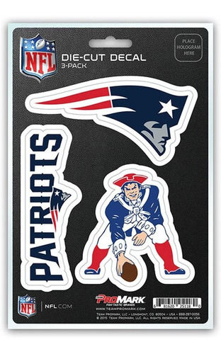 Nfl New England Patriots Equipo Calcomanía 3 Pack