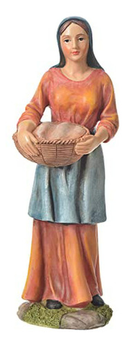 Figura De Natividad Holyart, Mujer Con Canasta, 30cm Resina