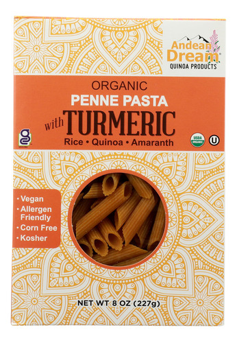 Andean Dream Pasta Penne Organica De Curcuma Y Quinua, 8 Onz