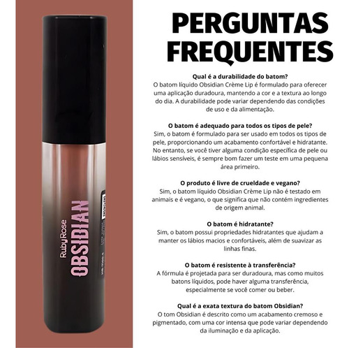 Batom Líquido Ruby Rose Obsidian Crème Lip Ocl05 Hb-7100-5