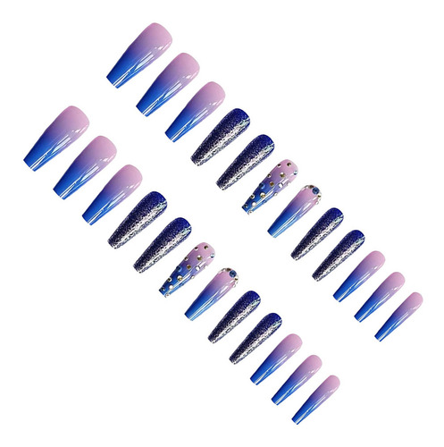 Press On Nails Desmontable Star River Rhinestone 24 Kit Uñas