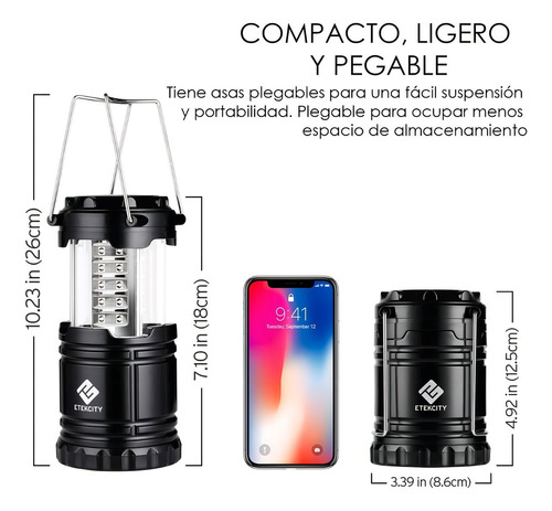 Linterna Portatil Led Ultra Brillante Campismo Farol Color Negro
