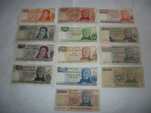 13 Billetes Argentinos Dec.ley 18.188 / 69 - Completo