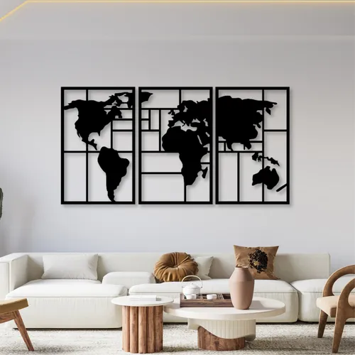 comprar Cuadros Calado Triptico Planisferio Decorativo Moderno Acero