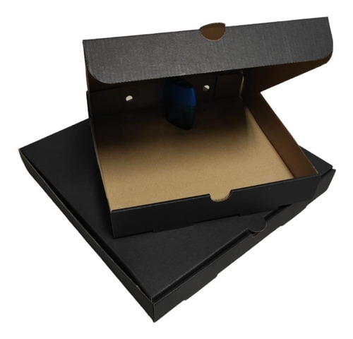 Caja Pizza Negra Micro Corrugado 50 Un 38 X 38 X 4,5 Cm