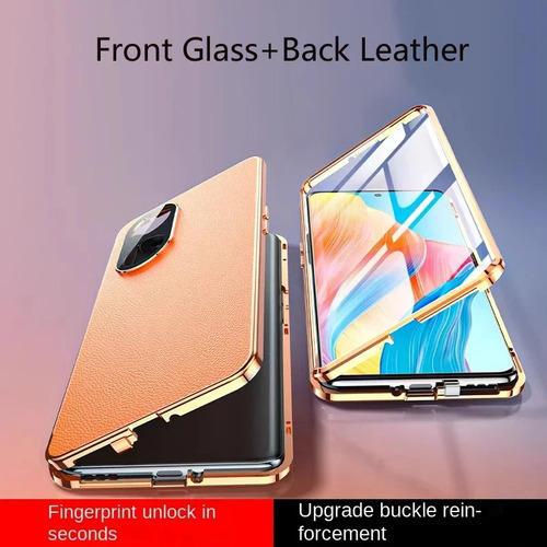 Funda De Piel Para Oppo Find X8 Pro A78 A79 A80 A98 A3 Pro 5g Lock Hebilla Funda De Lente De Vidrio Templado De Doble Cara
