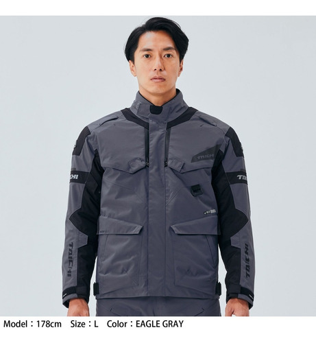 Imagen 3 de 9 de Campera Moto Rs-taichi Kompass Gray 4 Estaciones Impermeable