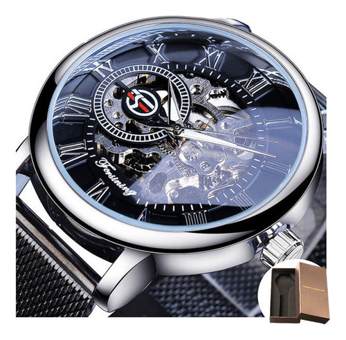Forsining Reloj Mecánico Con Correa De Malla Luminosa Para