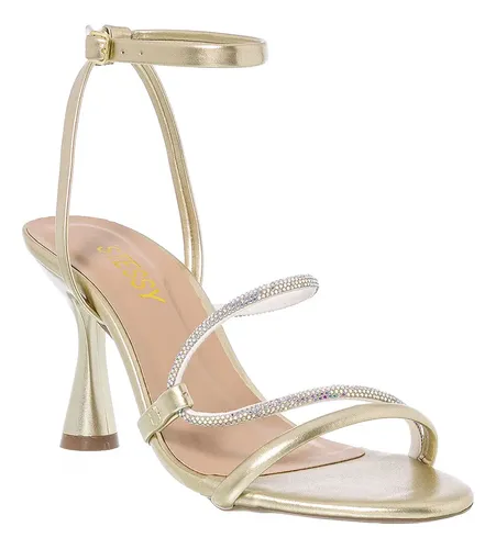 Sandália Feminina Salto Alto Festa Brilho Elegante Luxo Leve - R$ 96,9
