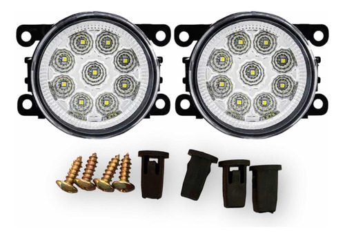 Par Focos Neblineros 9led 91mm Blanco + Blanco