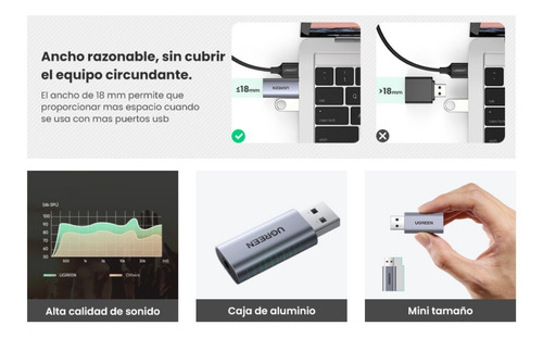 Imagen 2 de 10 de Adaptador Audio + Micro Usb 2.0 A Plug 3.5mm Hembra Ugreen