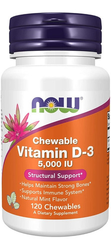 Imagen 1 de 2 de Now Vitamina D3 Ayuda Corazon Huesos 5,000iu 120 Masticables