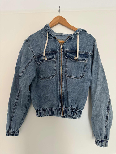 Campera De Jean Mujer Con Elástico Cintura Y Manga S