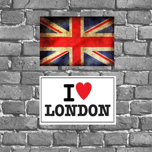 Kit 2 Placas Decorativas I Love London 18x27cm