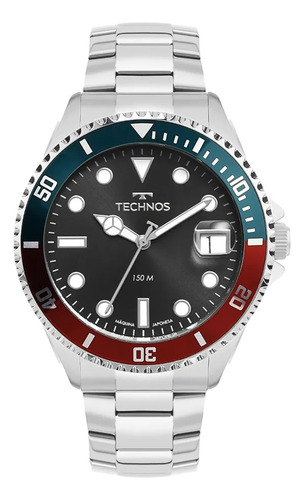 Technos Acqua Performance Pepsi 150m 45mm 2415dz/1p Prata Azul/vermelho - Pespi Preto