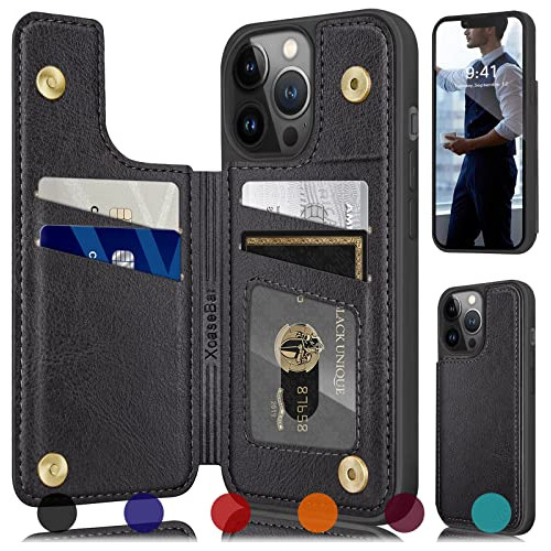 Xcasebar Para iPhone 14 Pro 6.1  Funda Wallet Con Rfid Block