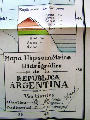 Mapa Hipsmetrico E Hidrografico De La Argentina Plano 1935