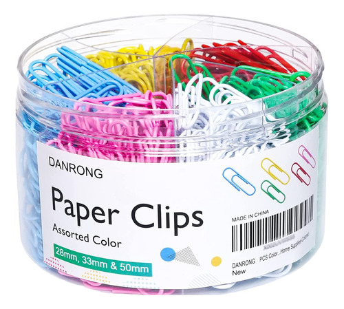 Danrong 520 Clips De Papel De Colores De Varios Tamaos, Pequ