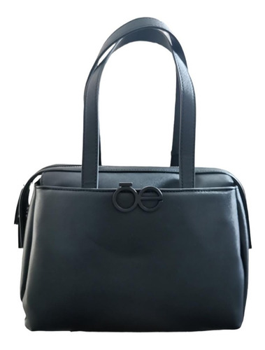 Satchel Cloe Rígido Color Negro Adorno Monograma 